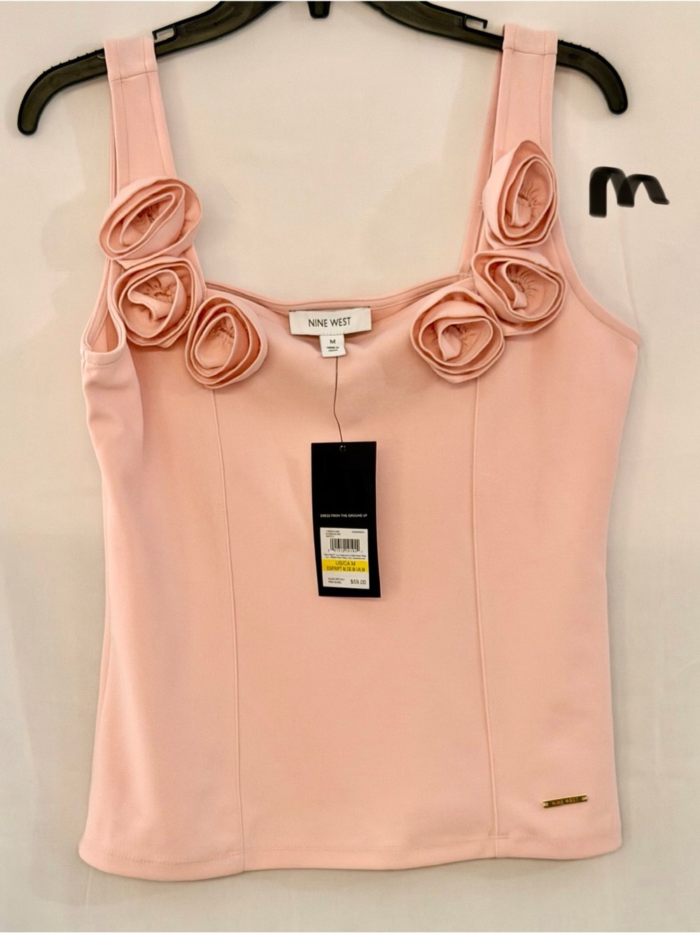 Nine West Light Pink Rosette-Embellished Tank